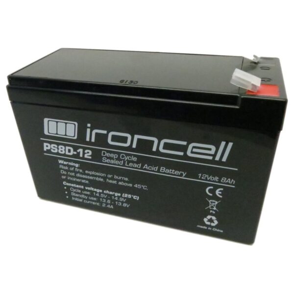 Ironcell Deep Cycle AGM-lyijyakku 12V/8Ah riistakameroille
